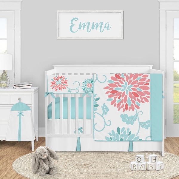 Teal and coral crib bedding cheap