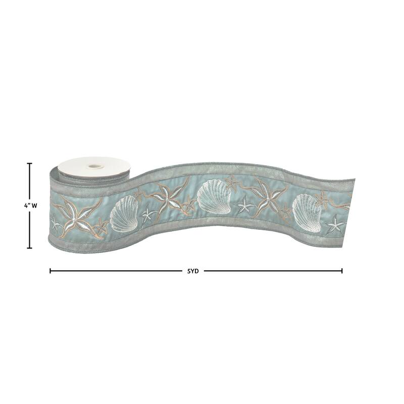 4''X5Y Dupion Coastal Starfish Ribbon