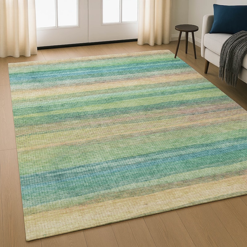 Premium Washable Super Soft Modern Stripe Mayfield Rug - Aloe - 10' x 14'