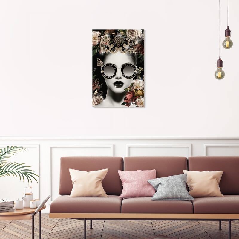 Wynwood Studio Canvas Fashion and Glam Royal Duchess and Her Crown Gold and Glam Wall Art Canvas Print - 30 x 20