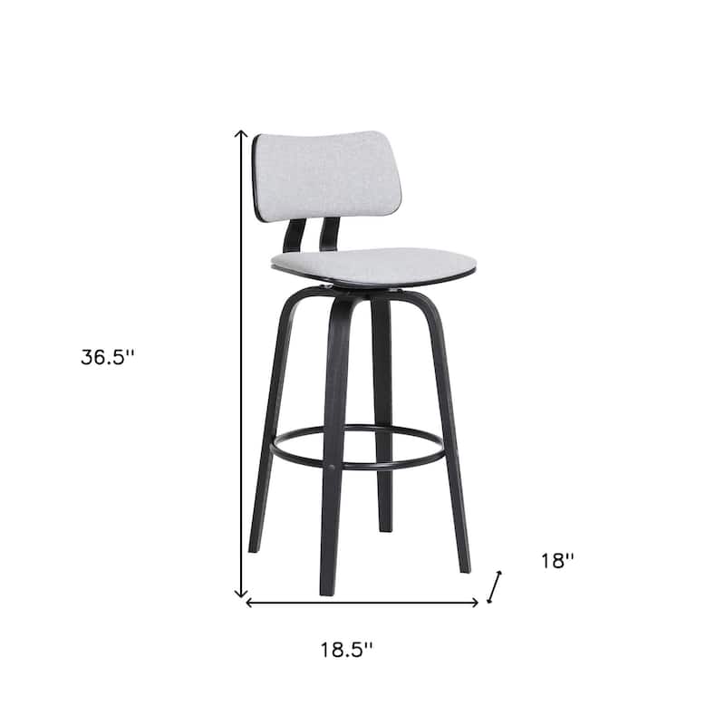 26" Light Gray And Black Fabric Swivel Low Back Counter Height Bar Chair