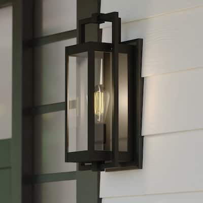 Sheridan Matte Black Contemporary Indoor Outdoor Wall Lantern Light Fixture with Clear Glass