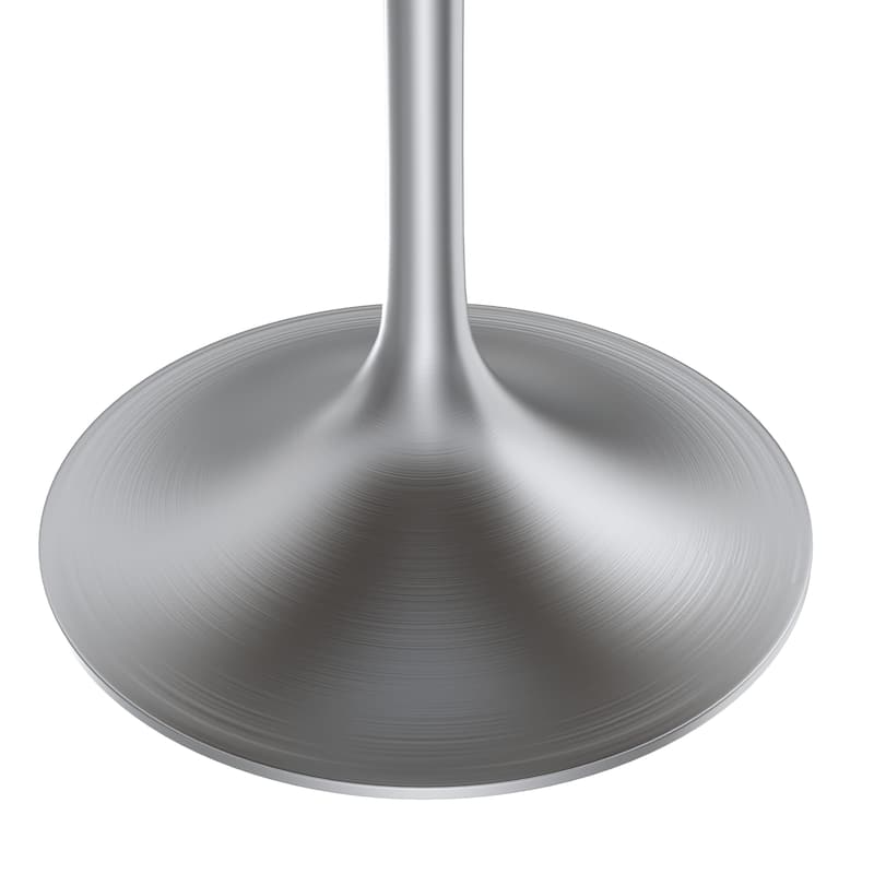 LeisureMod Verve 48" Round Dining Table with MDF Wood TableTop and Brushed Chrome Base for Kitchen & Dining Room