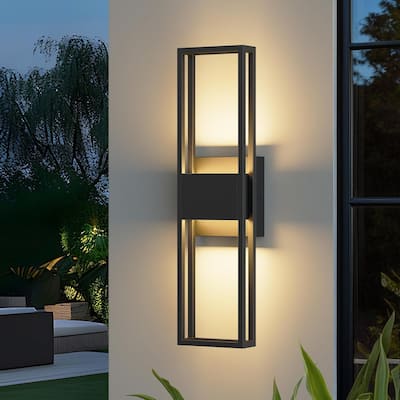 Modern Rectangle Matte Black LED Wall Sconce Outdoor Waterproof