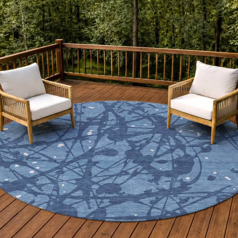 Machine Washable Indoor/ Outdoor Modern Campo Chantille Rug - Denim - 8' x 8'