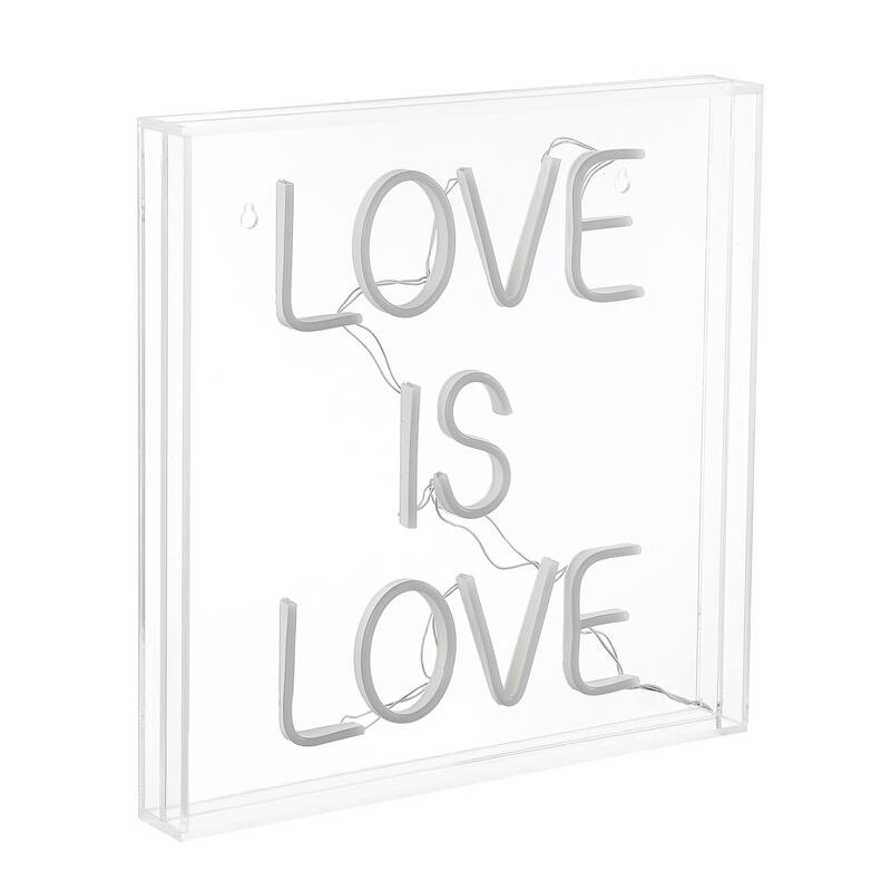 Love Is Love 15" Square Contemporary Glam Acrylic Box USB Operated LED Neon Light, Multi-Colored by JONATHAN Y