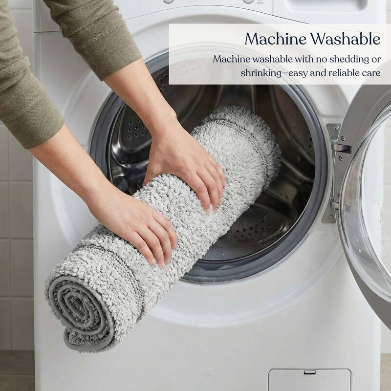 Delara Organic Cotton Reversible Bath Mat, 3000 GSM, GOTS Certified, Ultra-Thick & Super Absorbent, Quick-Drying Bathroom Rug