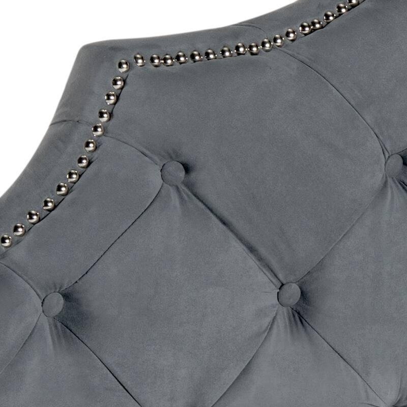 SAFAVIEH Eboni Linen Upholstered Tufted Headboard - Silver Nailhead (King)