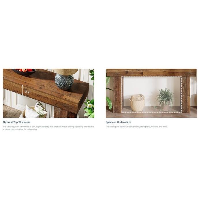 63" Extra Long Farmhouse Console Table, Rustic Mix Brown