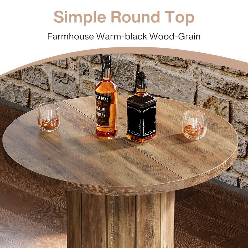 Round Bar Table, 39.4" H Wood Bistro Pub Table