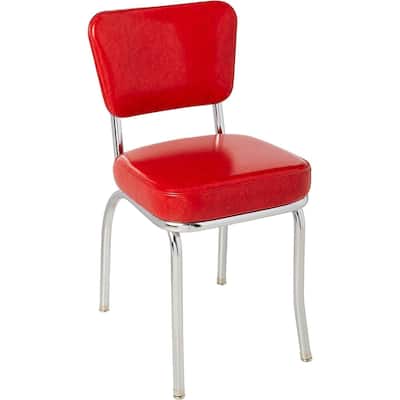 Kitchen Dining Chair - Box Seat, Chrome Frame - Vinyl Seat - 18" Height - 31.5