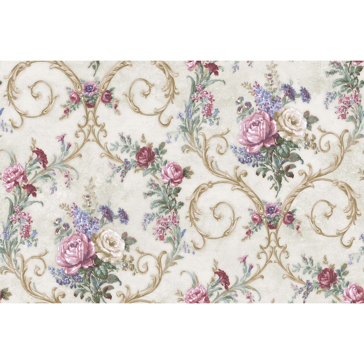Seabrook Designs Antique Floral Bouquet Unpasted Wallpaper On Sale