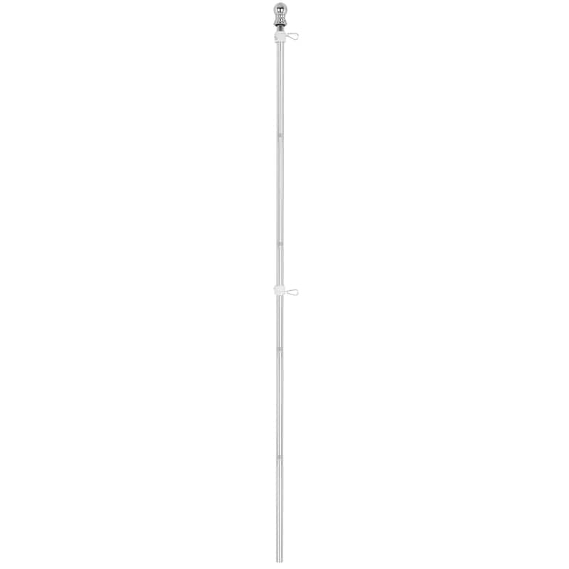 6ft Flag Pole Kit - Stainless-Steel Flagpole with Rotating Rings to Prevent Tangles by Pure Garden (Silver)