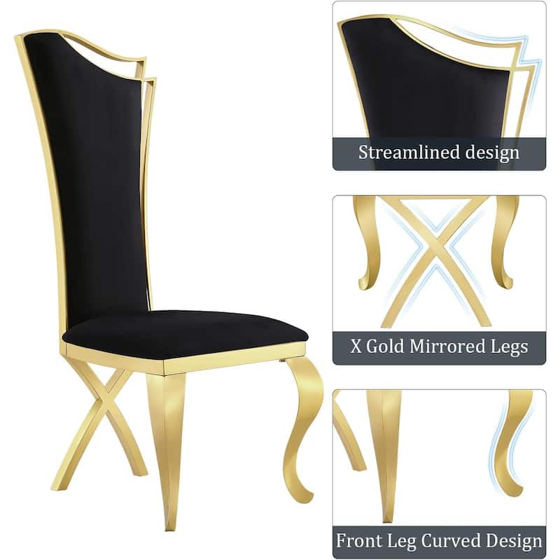 Luxury Upholstered Dining Chairs with Stylish Streamlined High Back with Cabriole X-Shaped Legs
