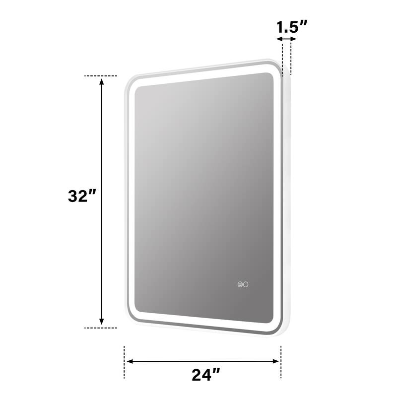 Wall Mounted Bathroom Framed LED Mirror With Anti- Fog,Memory Function And Dimmable Light Touch Sensor
