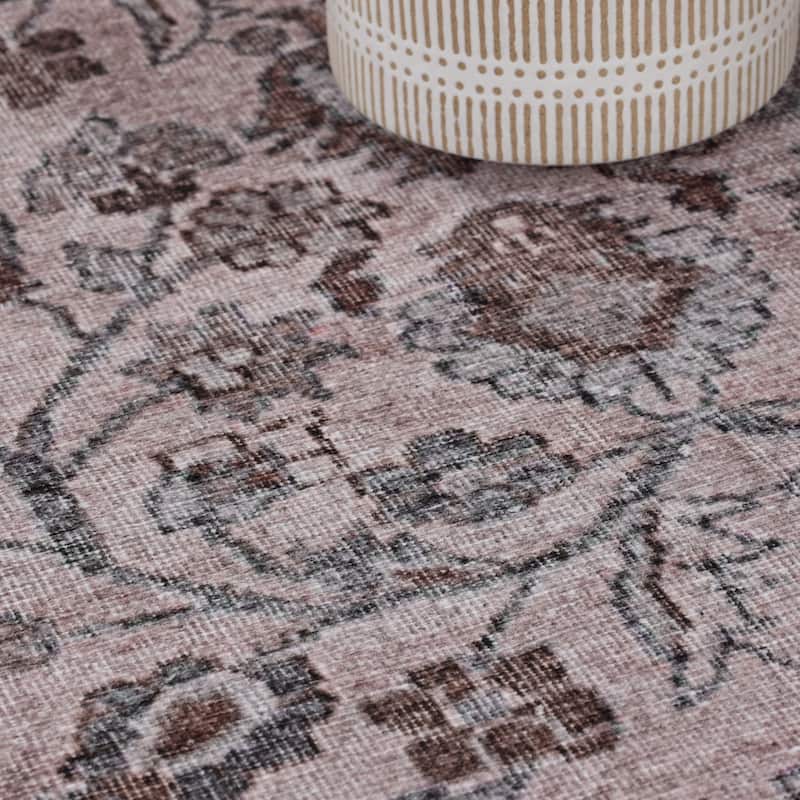 Distressed Floral Medallion Indoor Area Rug or Runner by Superior