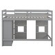 preview thumbnail 10 of 21, Twin Size Loft Kids Bed with Built-in Storage Wardrobe and 2-Windows, Grey