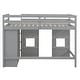 preview thumbnail 17 of 32, Wood Twin Loft Bed with Wardrobe, 2 Windows, No Box Spring, Grey