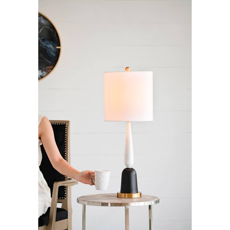 11x11x30.2" Metal Table Lamp with a cylinder hardback shade