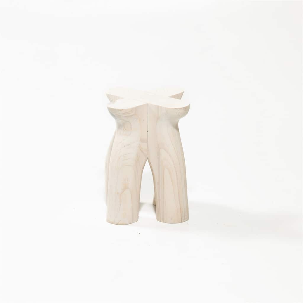 Sm Wood Pedestal White Wash Dia 6.25" & H 7.5" - White Wash - Medium