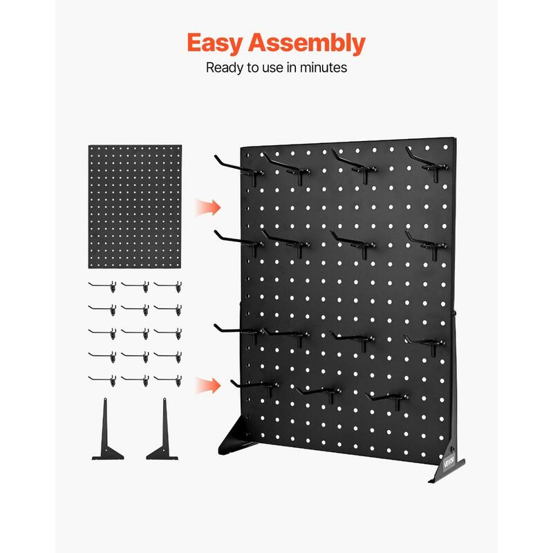 Black Tabletop Pegboard Display Stand 2 Set with 30 Hooks and 11 lbs Load - 13.19” x 4.49” x 17.32”