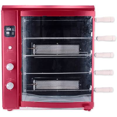 Brazilian Flame Brazilian Gas Rotisserie Grill with 5 Skewers, Red