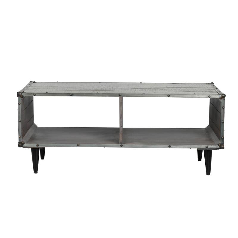 ExBrite Solid Wood Coffee Table ,Gray Finish - 23.6" x 46" x 17.9"