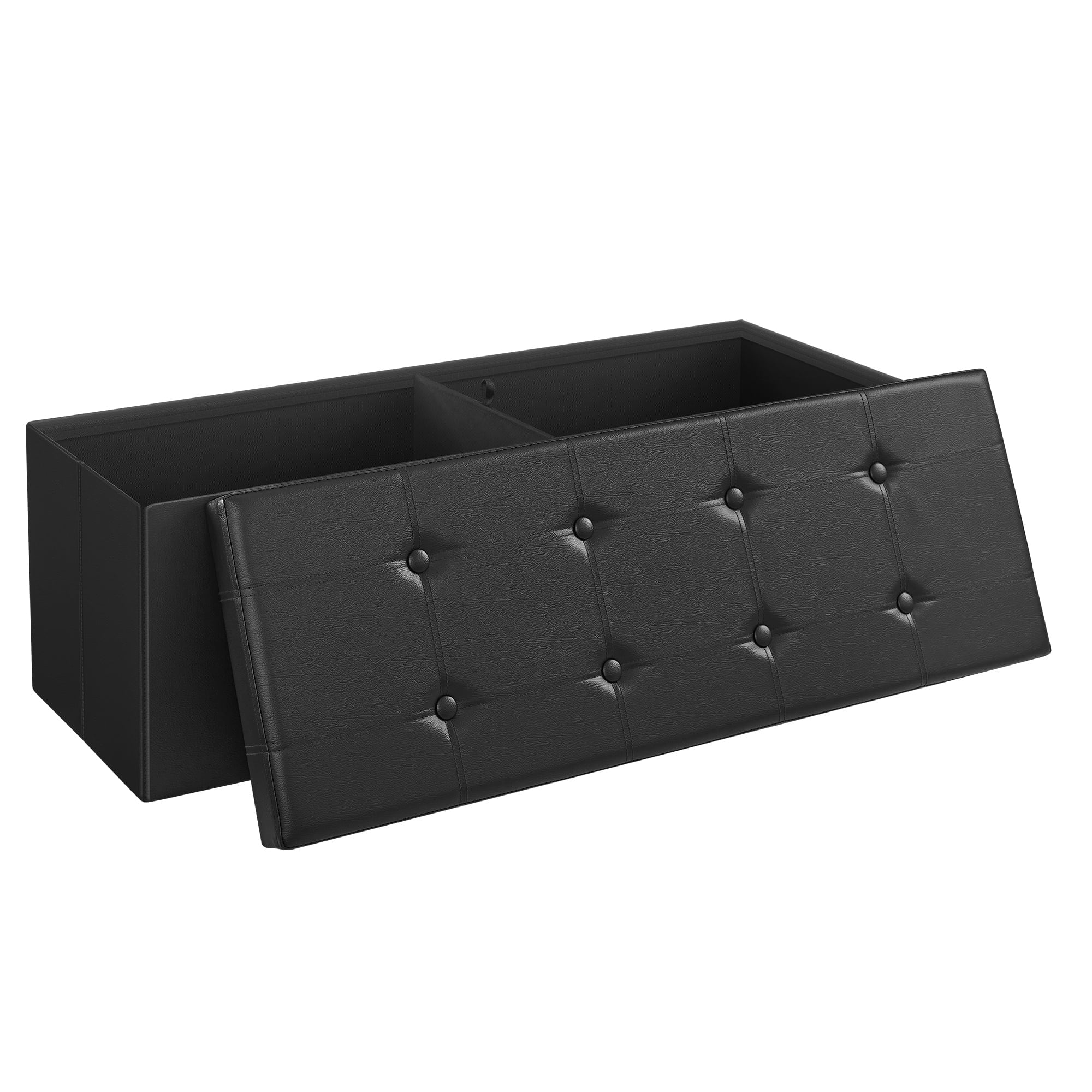 SONGMICS 43" Storage Ottoman Bench Folding Ottoman with Storage Holds 660lb for Living Room Black