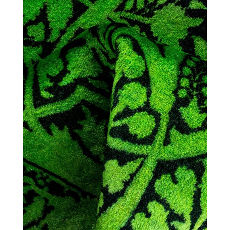 Overton Hand Knotted Wool Vintage Inspired Modern Contemporary Overdyed Green Area Rug - 3' 2" x 5' 4"