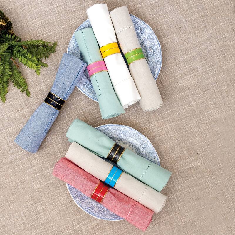 Enamel Azure Napkin Ring Set of 6 - Set of 6
