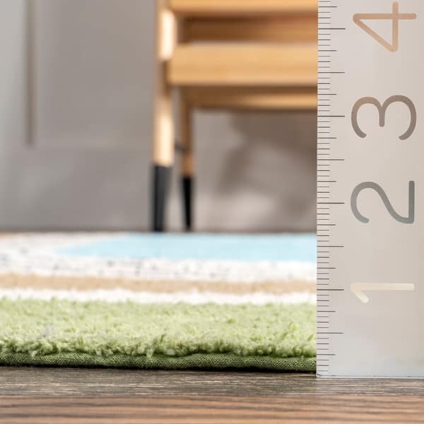 dimension image slide 2 of 4, Nuloom Nydia SpinClean Circular Kids Machine Washable Area Rug