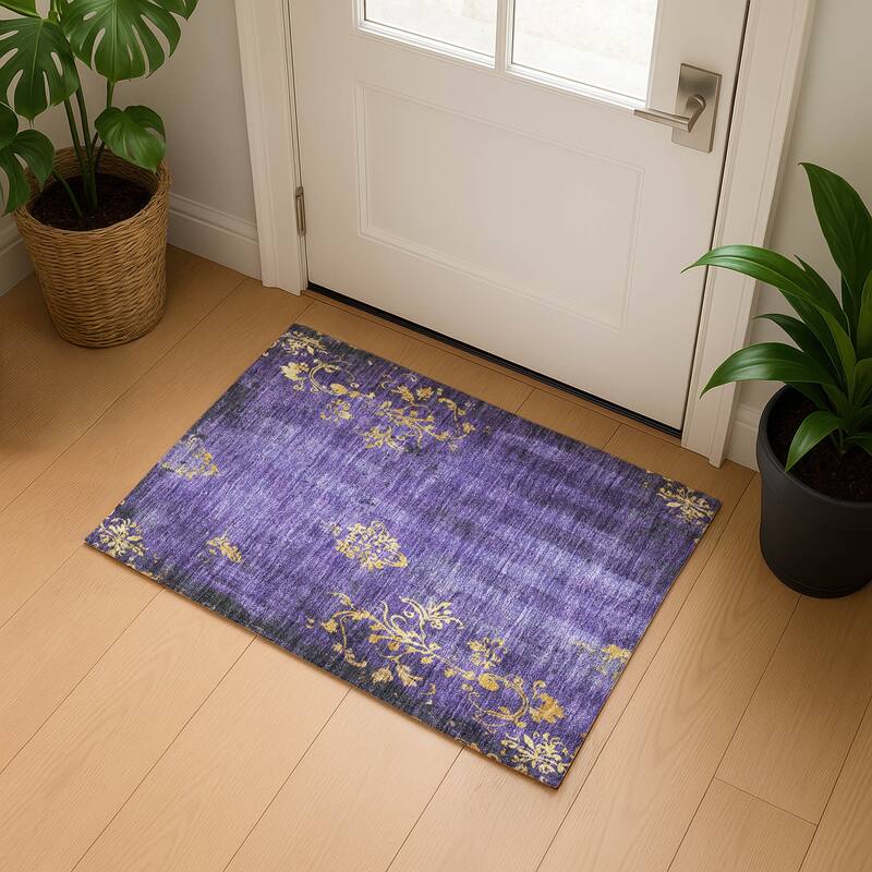 Premium Washable Super Soft Modern Glam Mayfield Rug - Purple - 1'8" x 2'6"