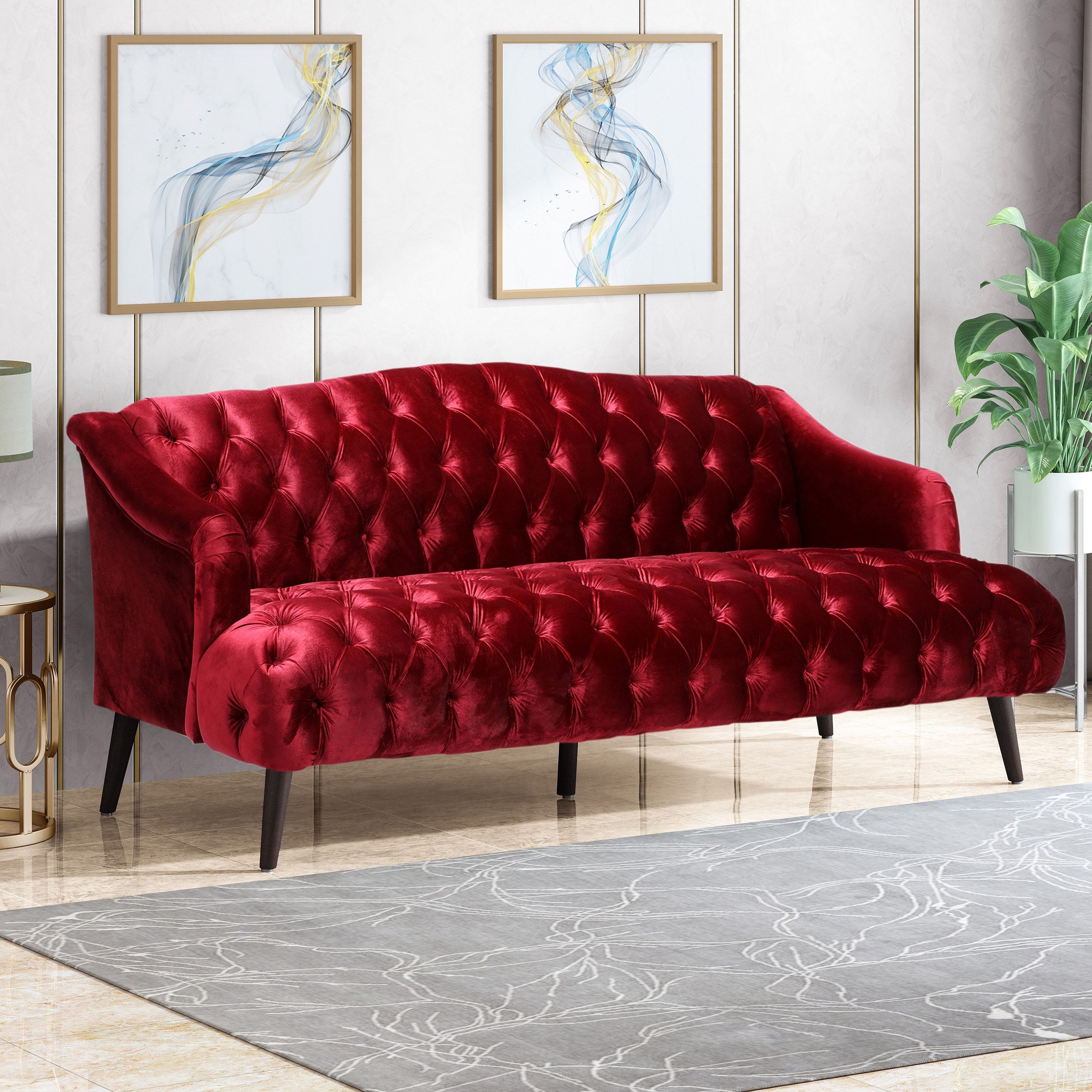 Adelia Modern Glam Tufted Velvet Sofa by Christopher Knight Home On Sale Bed Bath Beyond 28676368