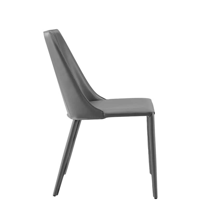 Sleek All Black Faux Leather Dining or Side Chair