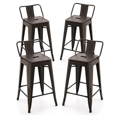 Costway Set of 4 Low Back Metal Counter Stool 24'' Seat Height - see details