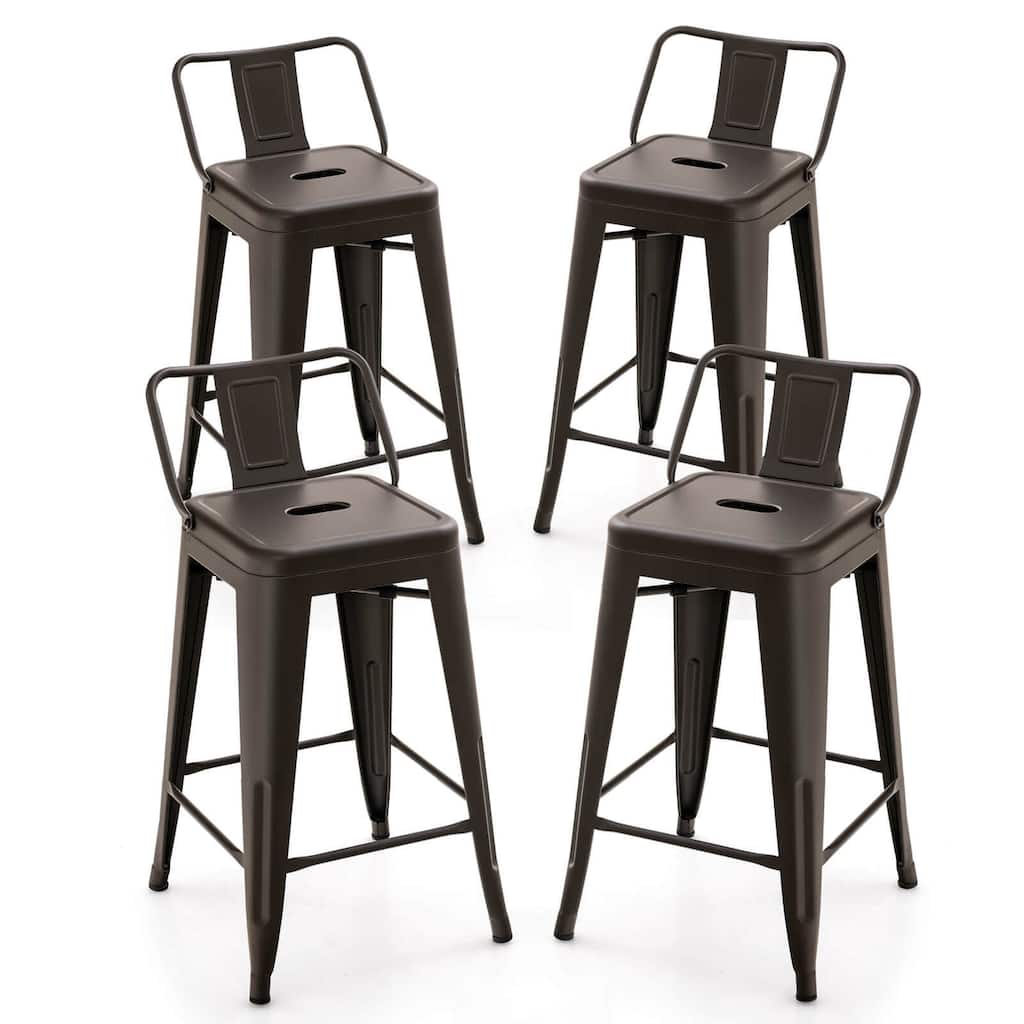 Costway Set of 4 Low Back Metal Counter Stool 24'' Seat Height - see details