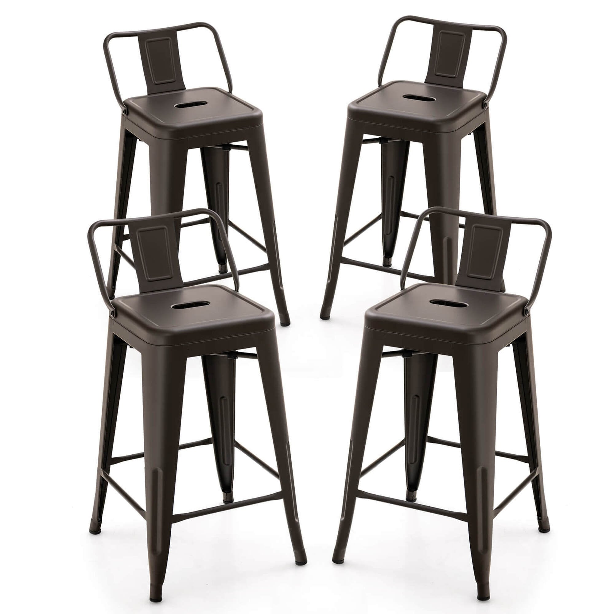 Costway Set of 4 Low Back Metal Counter Stool 24'' Seat Height - see details