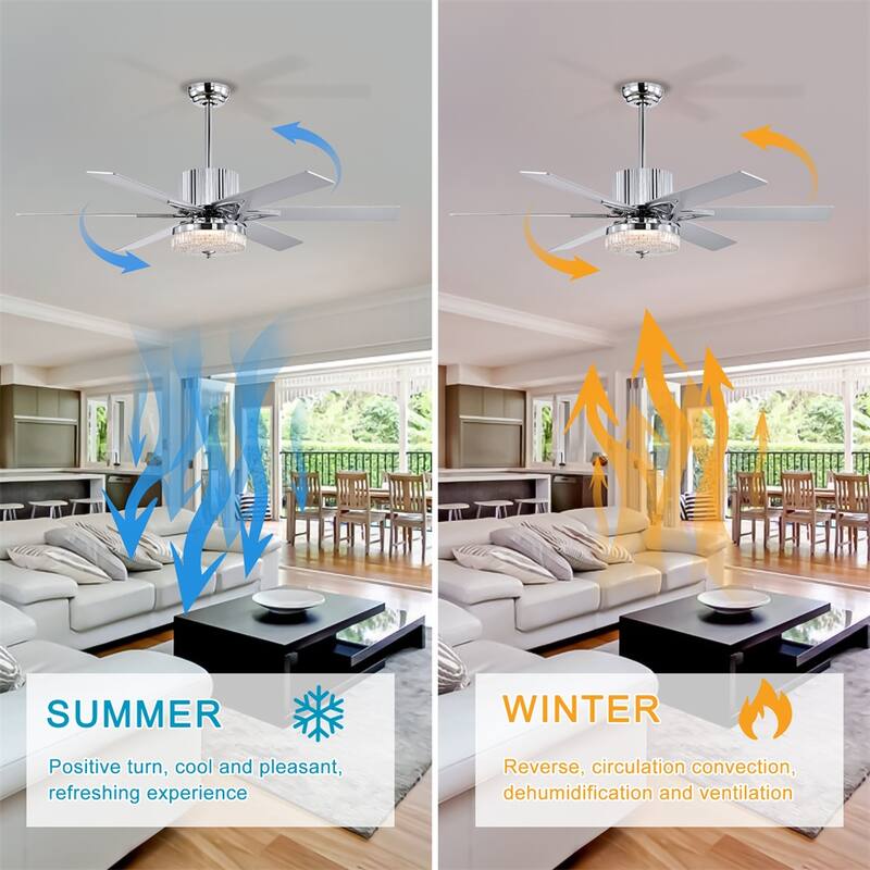 3 Speed Modern Ceiling Fan Light with Remote and 6 Blade, AC Motor
