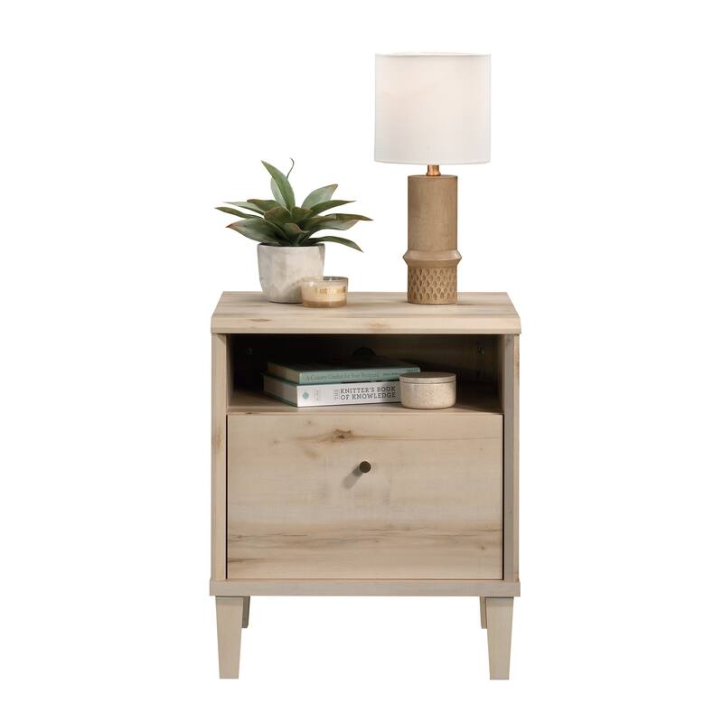 Engineered Wood Coastal Night Stand with Large Drawer, Brown