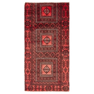 ラグ・カーペット Baluch rug ECARPETGALLERY Hand-knotted Baluch Red Wool Rug - 3'1 x 6'2