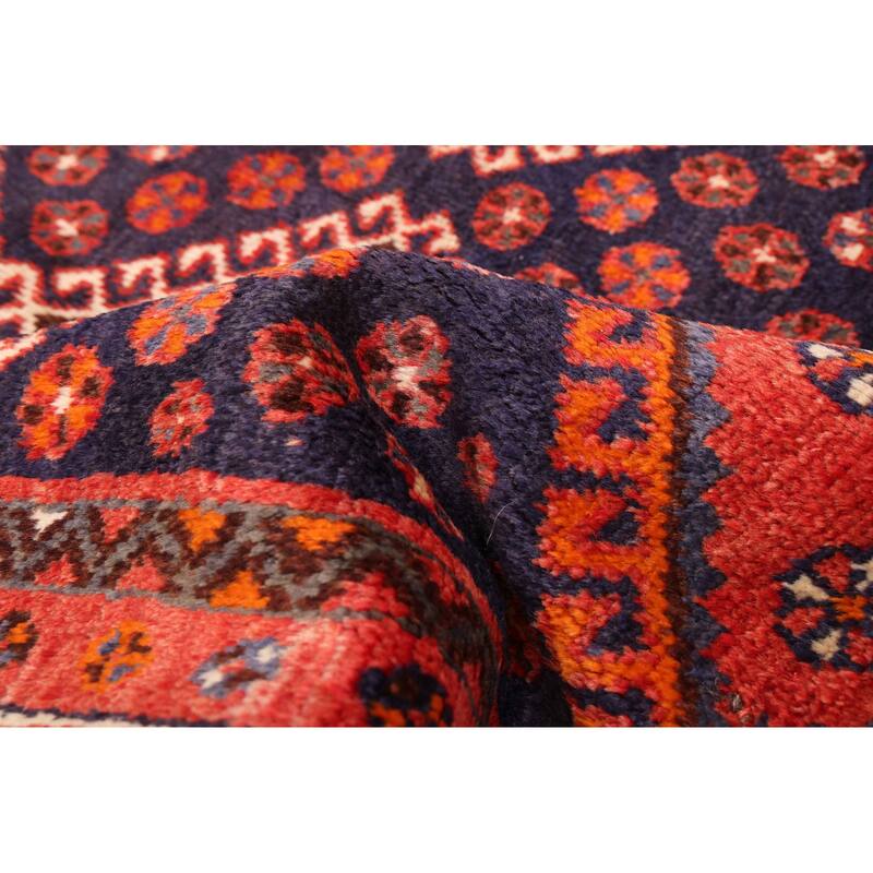 ECARPETGALLERY Hand-knotted Melis Vintage Dark Navy, Red Wool Rug - 4'5 x 10'8