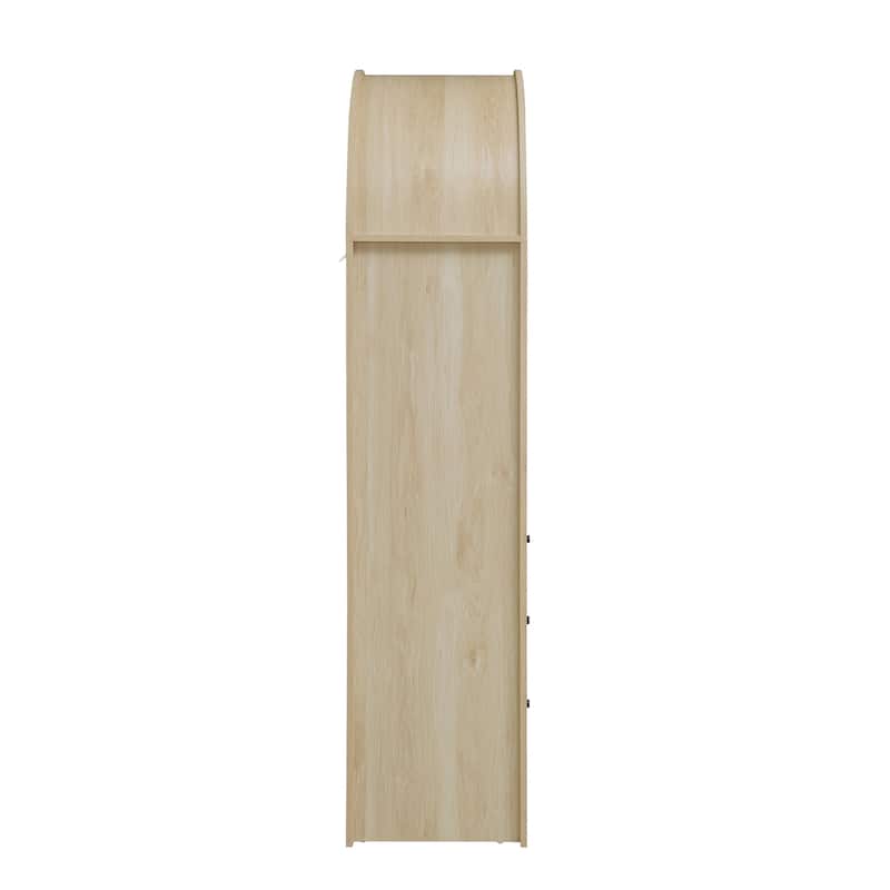 Wood Kitchen Cabinet, Storage Cabinet with Adjustable Shelves, Arched Accent Cabinet with 3 Smooth-Glide Drawers