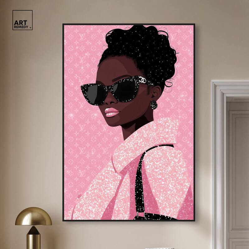 Pink Luxury Woman Canvas by Art Remedy