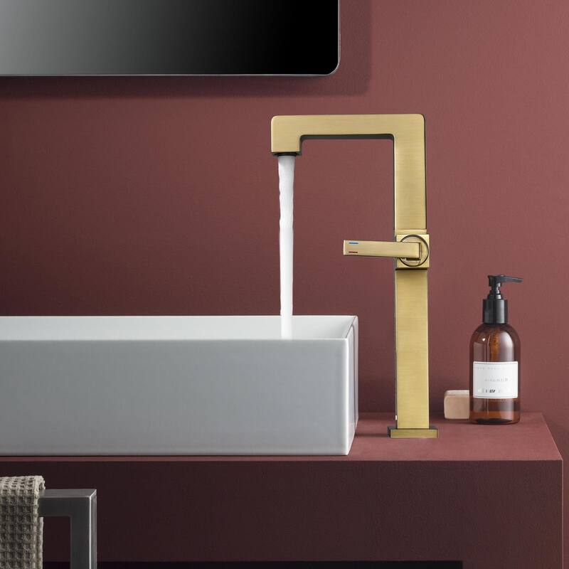 7.8"-11.8"H Solid Brass Single Handle Single Hole Bathroom Sink Faucet