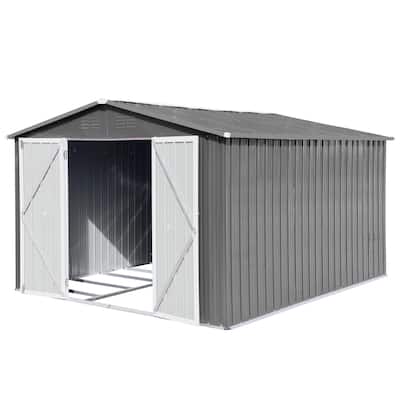 Large Garden Shed Galvanized Steel Storage Shed Tool Shed with Double Doors & Punched Vents, Weatherproof