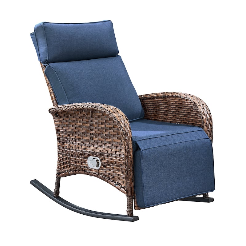 Pocassy Outdoor Curved Rocker Chaise Lounge Chairs with Side Table Set.