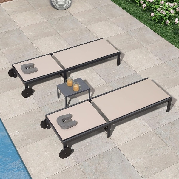 PURPLE LEAF Outdoor Tanning Lounge Chair Set with Face Hole Adjustable