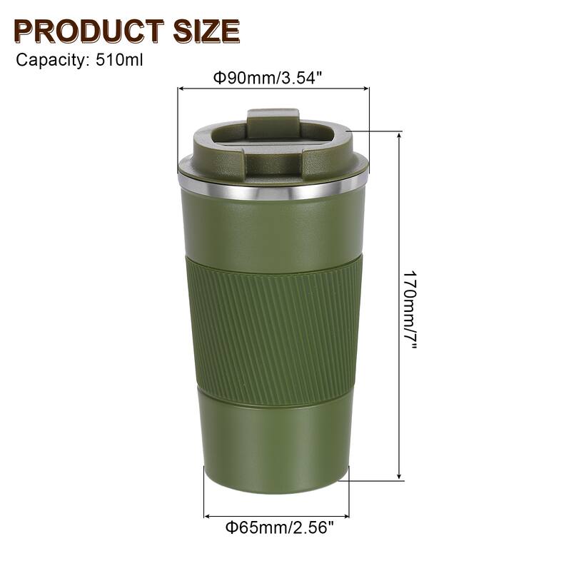 Insulated Travel Mug, 13 Oz Coffee Cup with Leakproof Lid - Green - 17 Oz