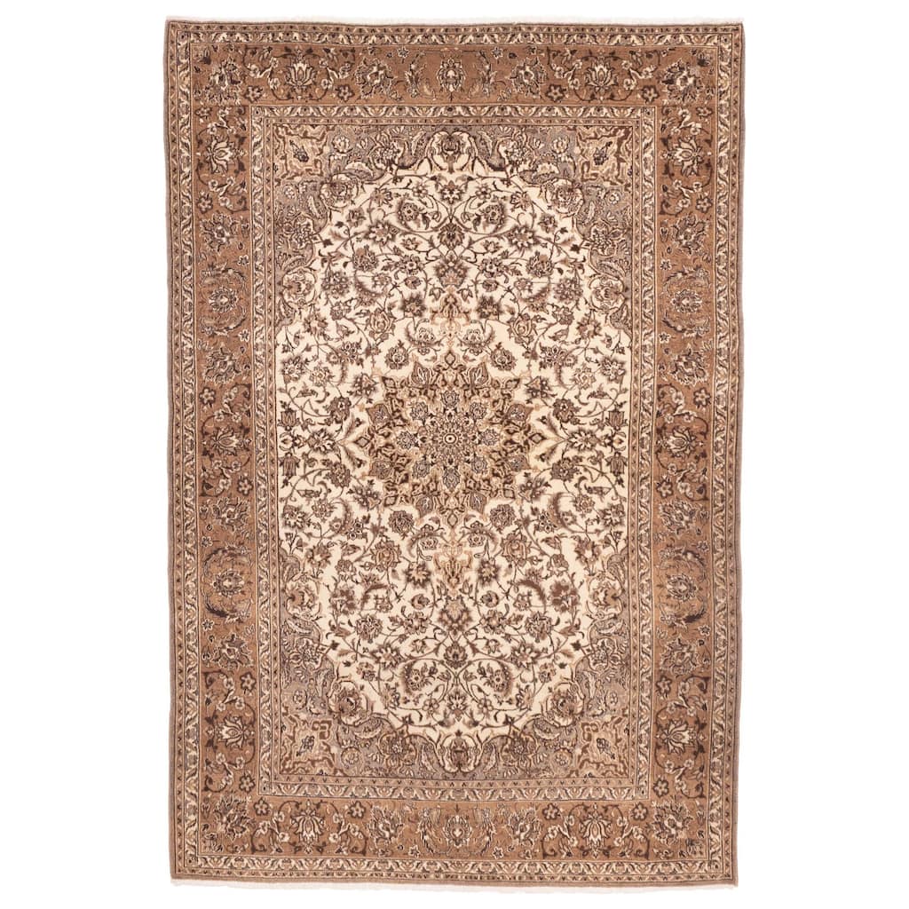 ECARPETGALLERY Hand-knotted Kayseri Cream Wool Rug - 4'11 x 7'4