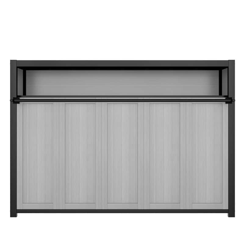 Twin Size Murphy Bed with 2-Tier Storage Shelves, Folding Metal Wall Bed Frame with Clothes Hanging Rod